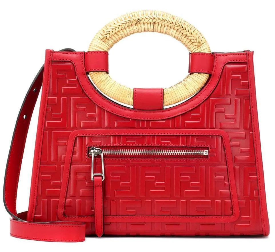 Embossed Logo Shoulder Bag, Red