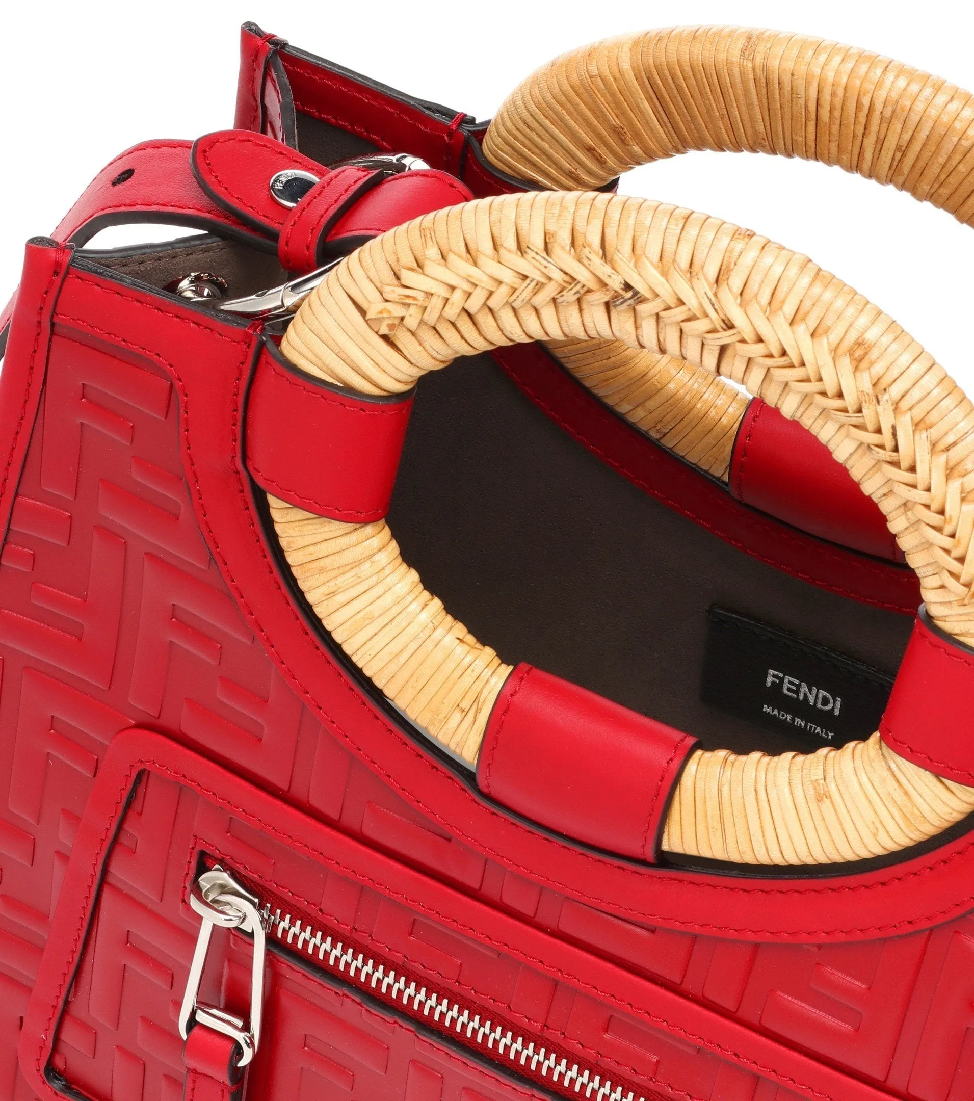 Embossed Logo Shoulder Bag, Red