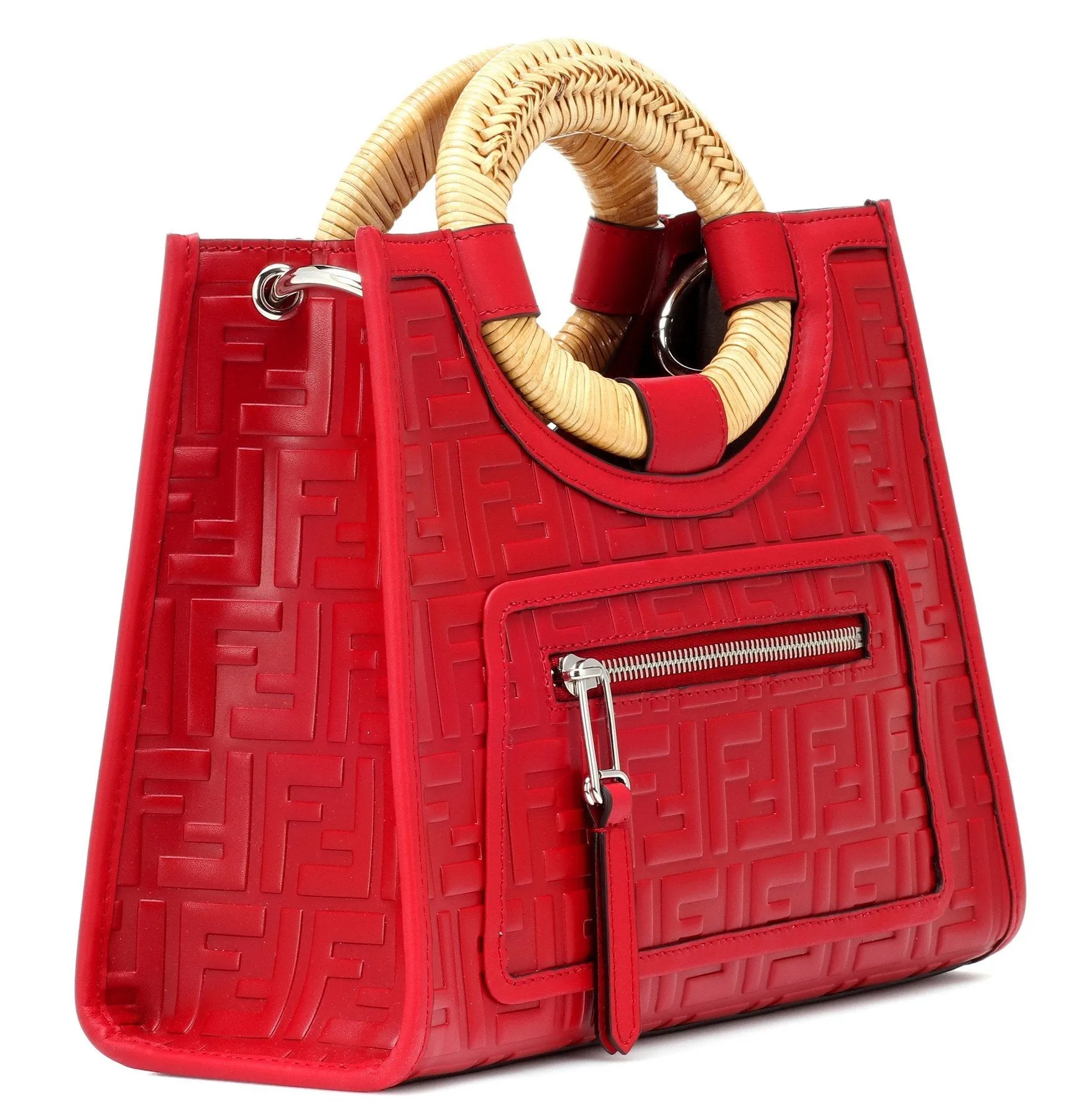 Embossed Logo Shoulder Bag, Red