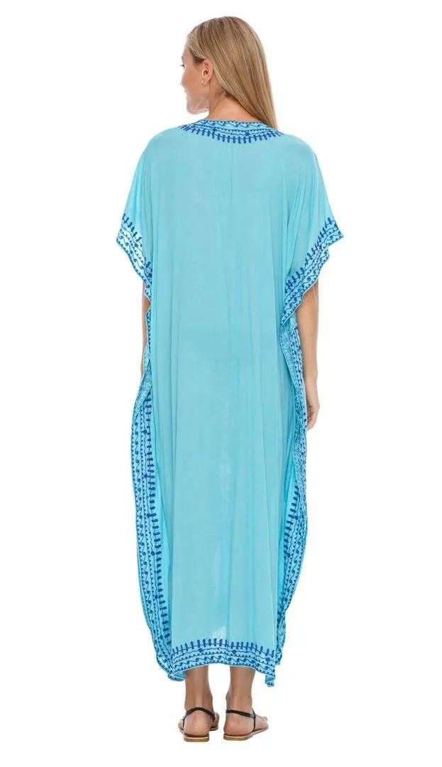 Embroidered Long Kaftan Dress