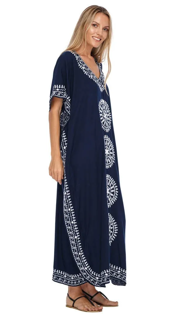 Embroidered Long Kaftan Dress