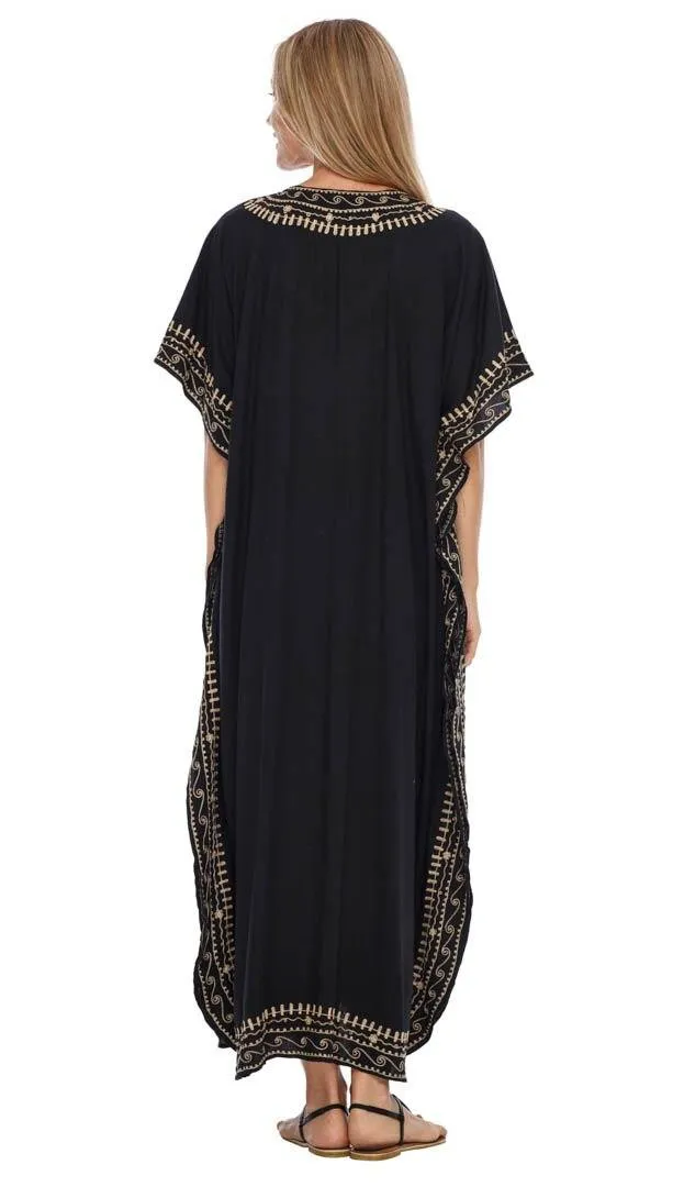 Embroidered Long Kaftan Dress