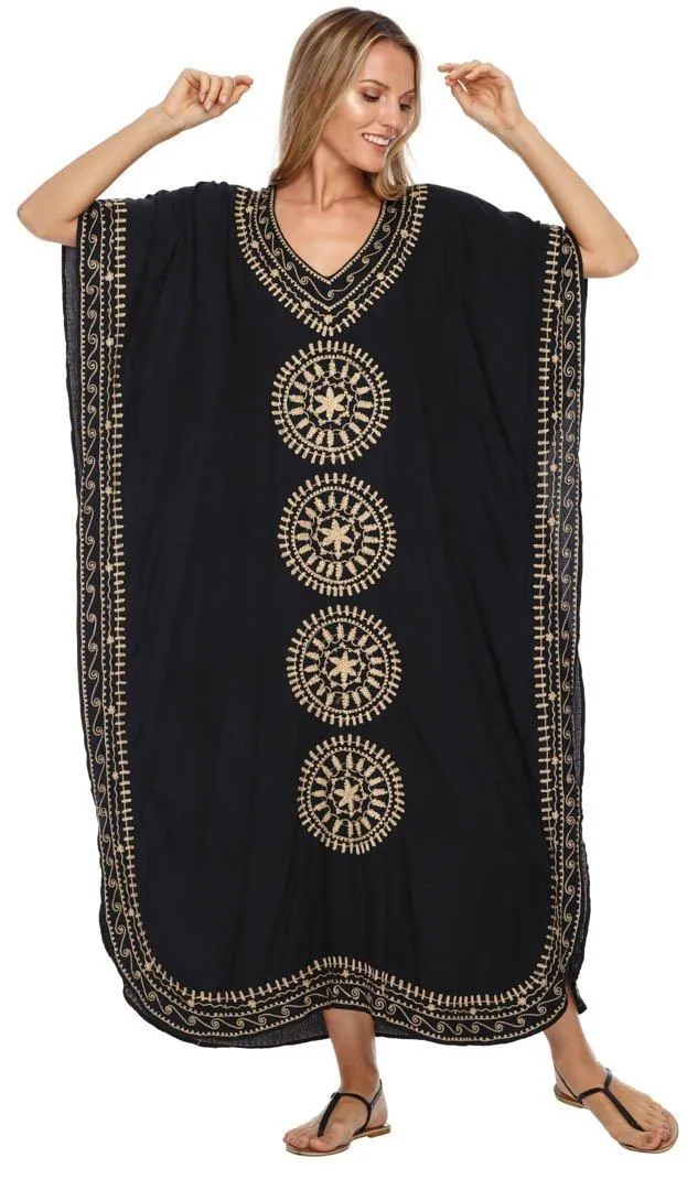 Embroidered Long Kaftan Dress