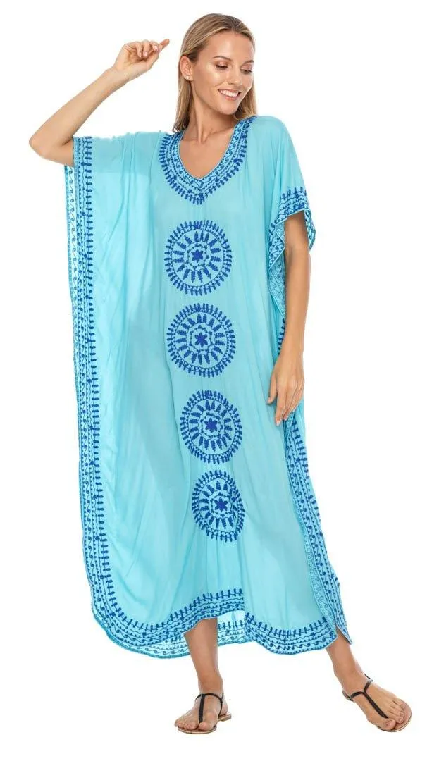 Embroidered Long Kaftan Dress