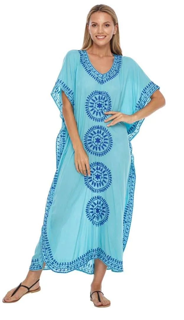 Embroidered Long Kaftan Dress