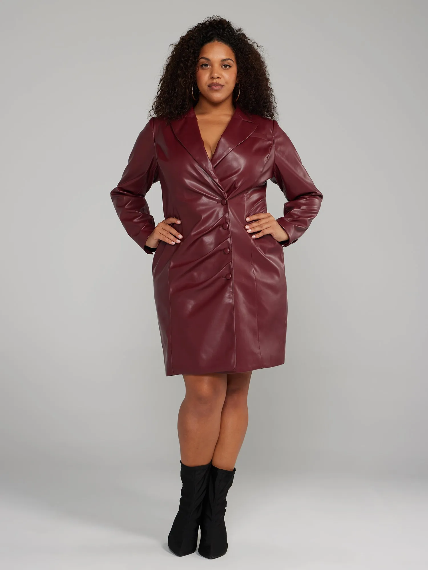 Faux Leather Blazer Dress