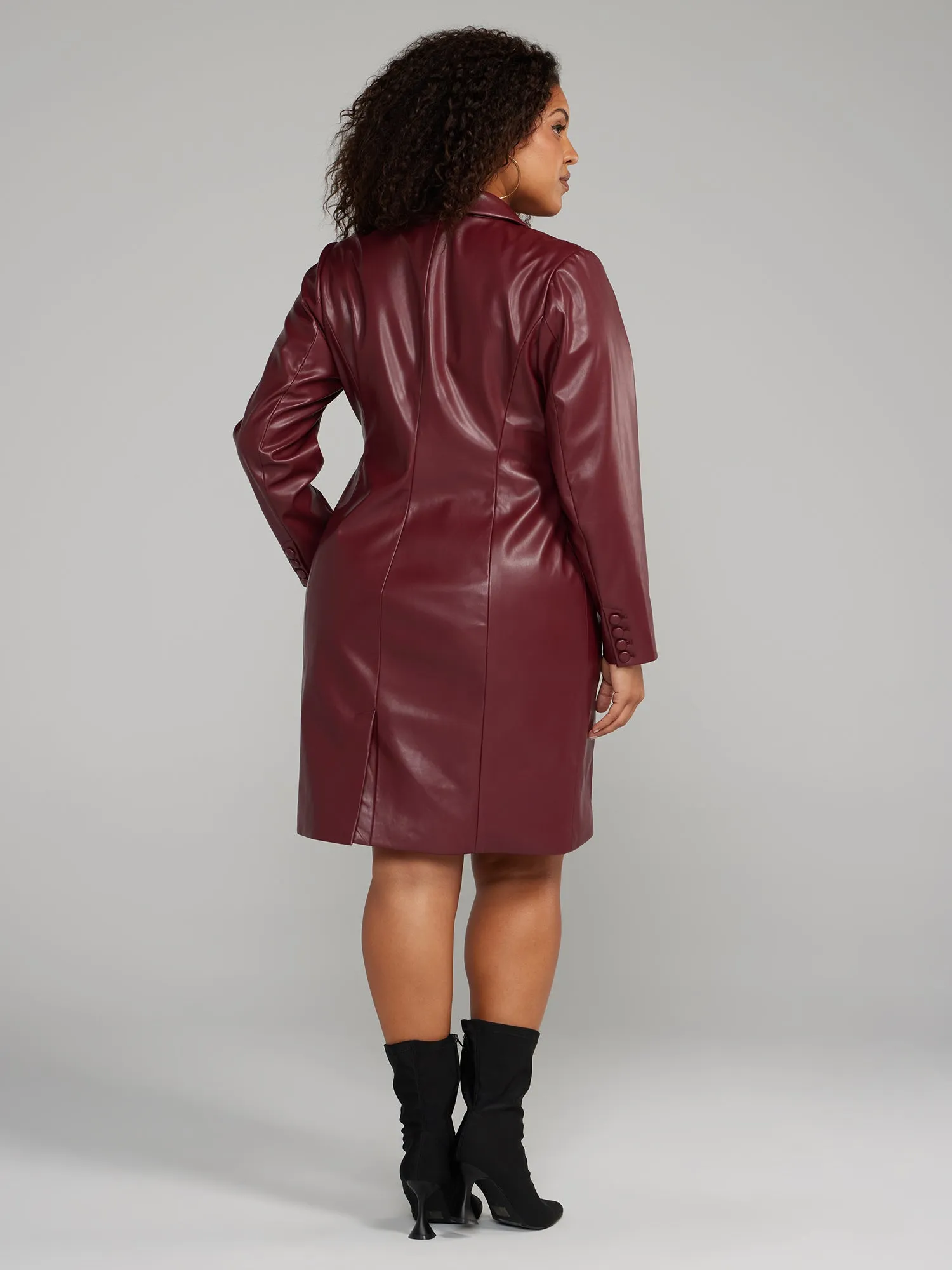 Faux Leather Blazer Dress