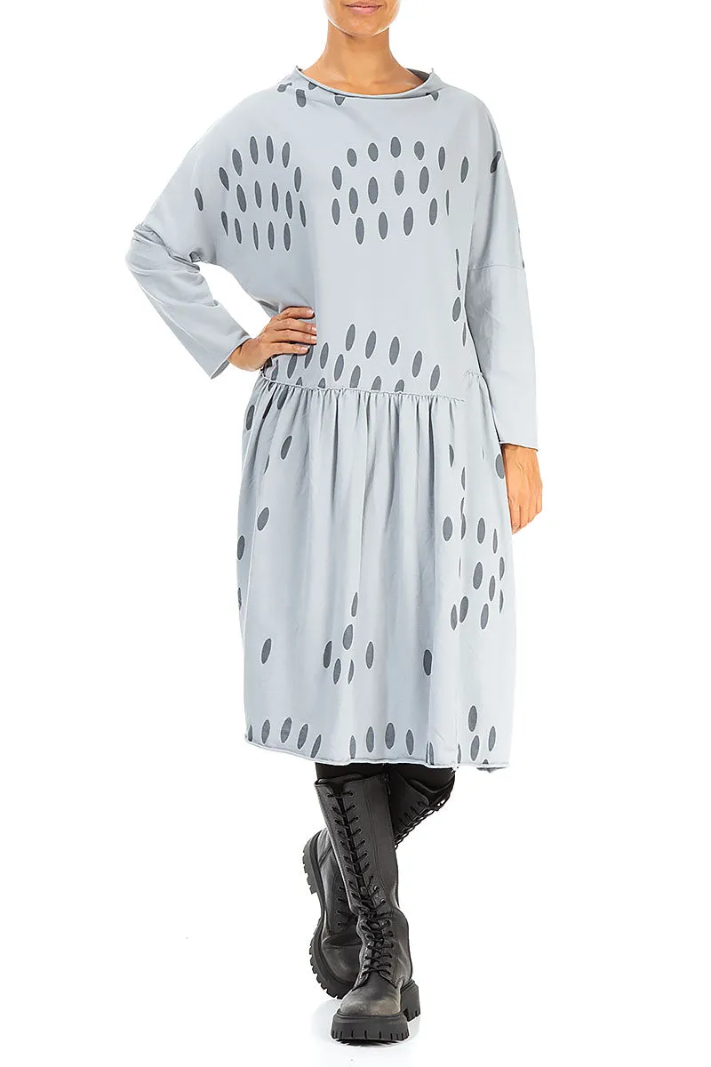 Flared Light Grey Dots Cotton Dress