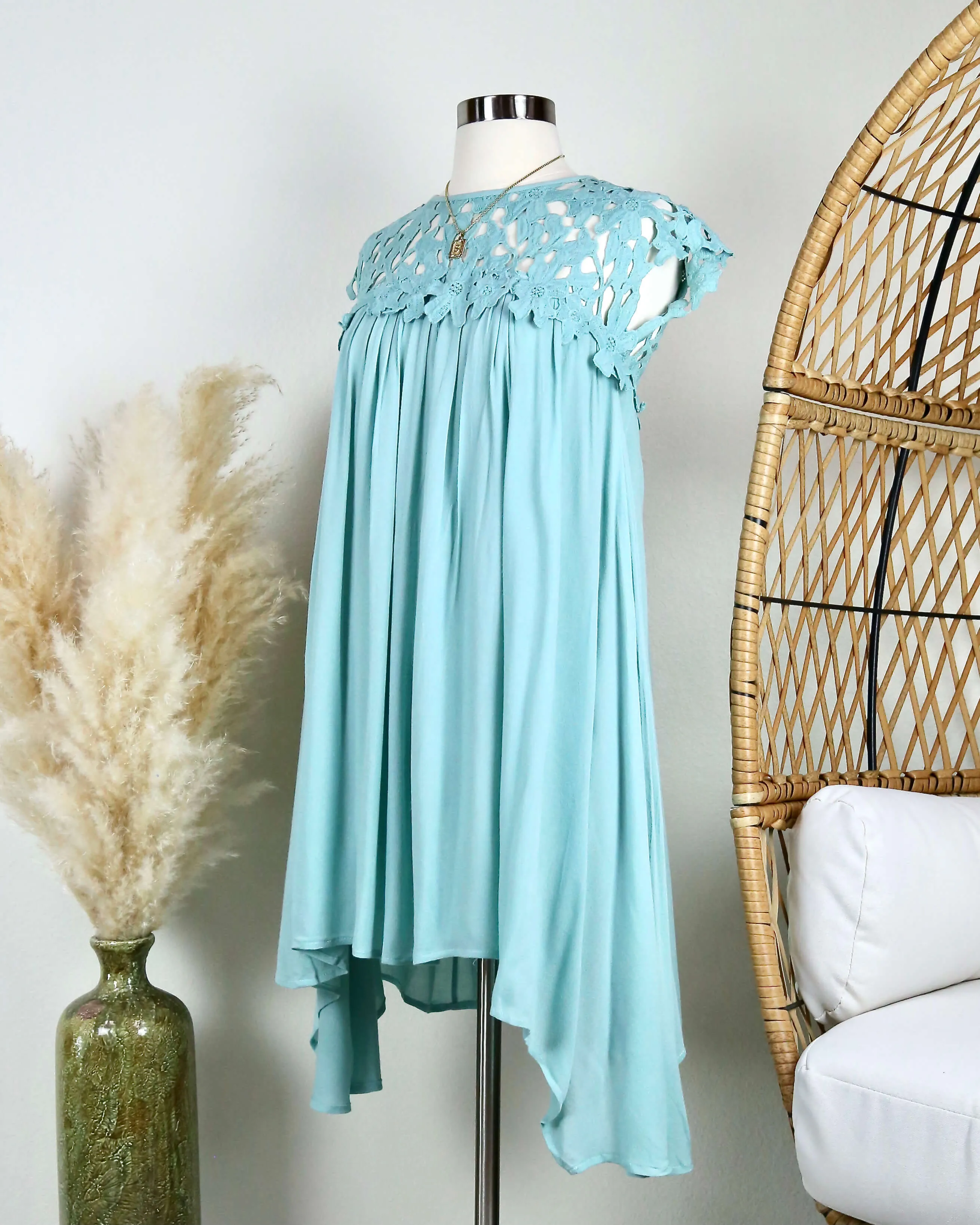 Floral Crochet Lace Cap Sleeve Summer Dress in More Colors