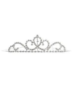 Girls Silver Rhinestone Swirls Tiara