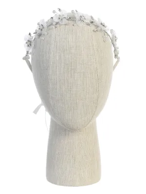 Girls White Organza Flower Hair Tie