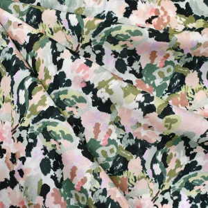 Églantine & Zoé Belle Artistic Floral Rayon Poplin Sage Green/Blush