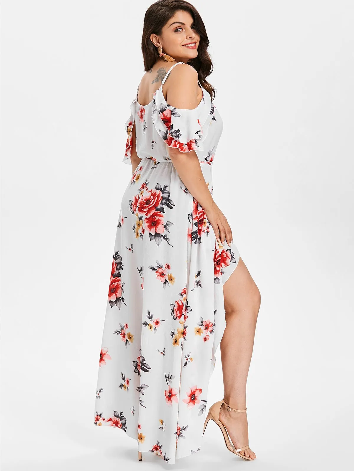 Half Sleeves Floral Print Dresses