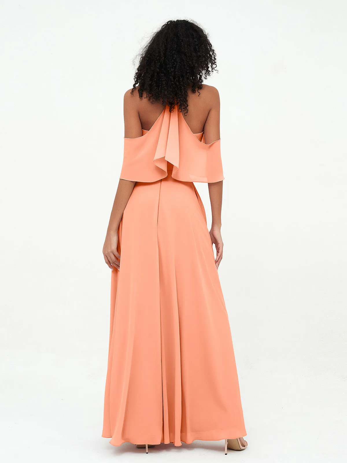 Halter Off the Shoulder Max Dresses with Pockets-Papaya