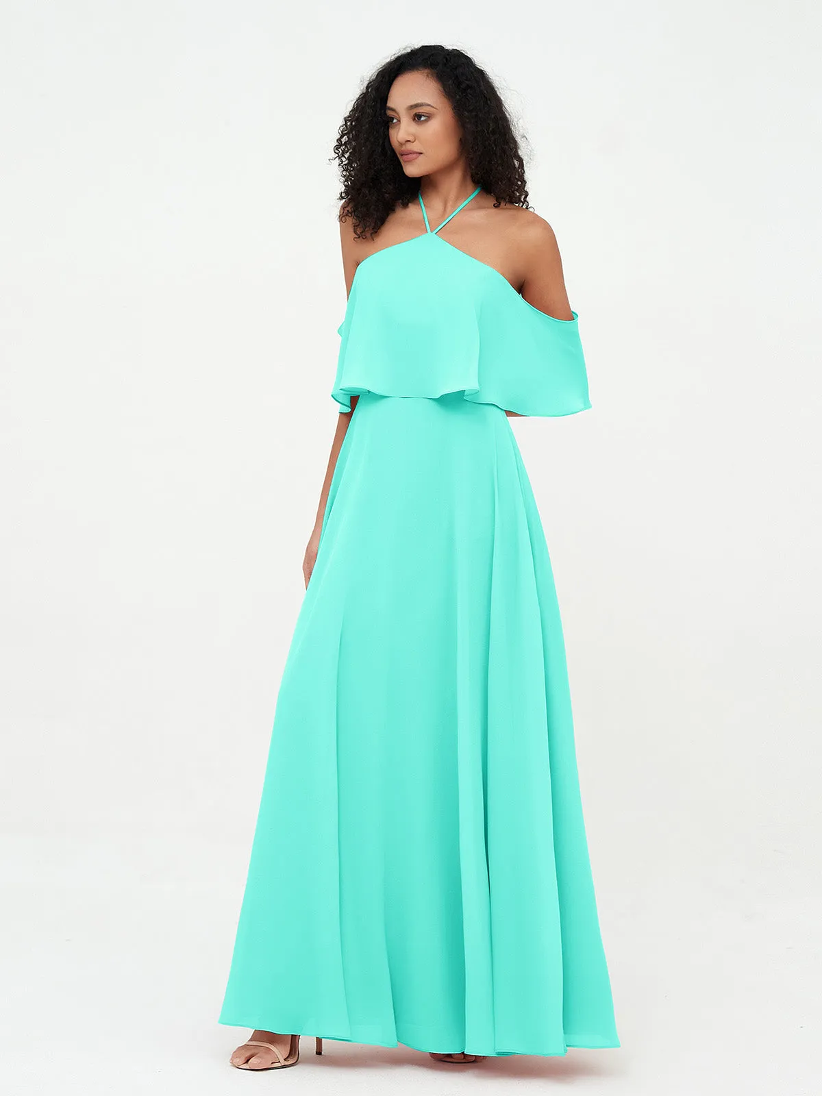 Halter Off the Shoulder Max Dresses with Pockets-Spa