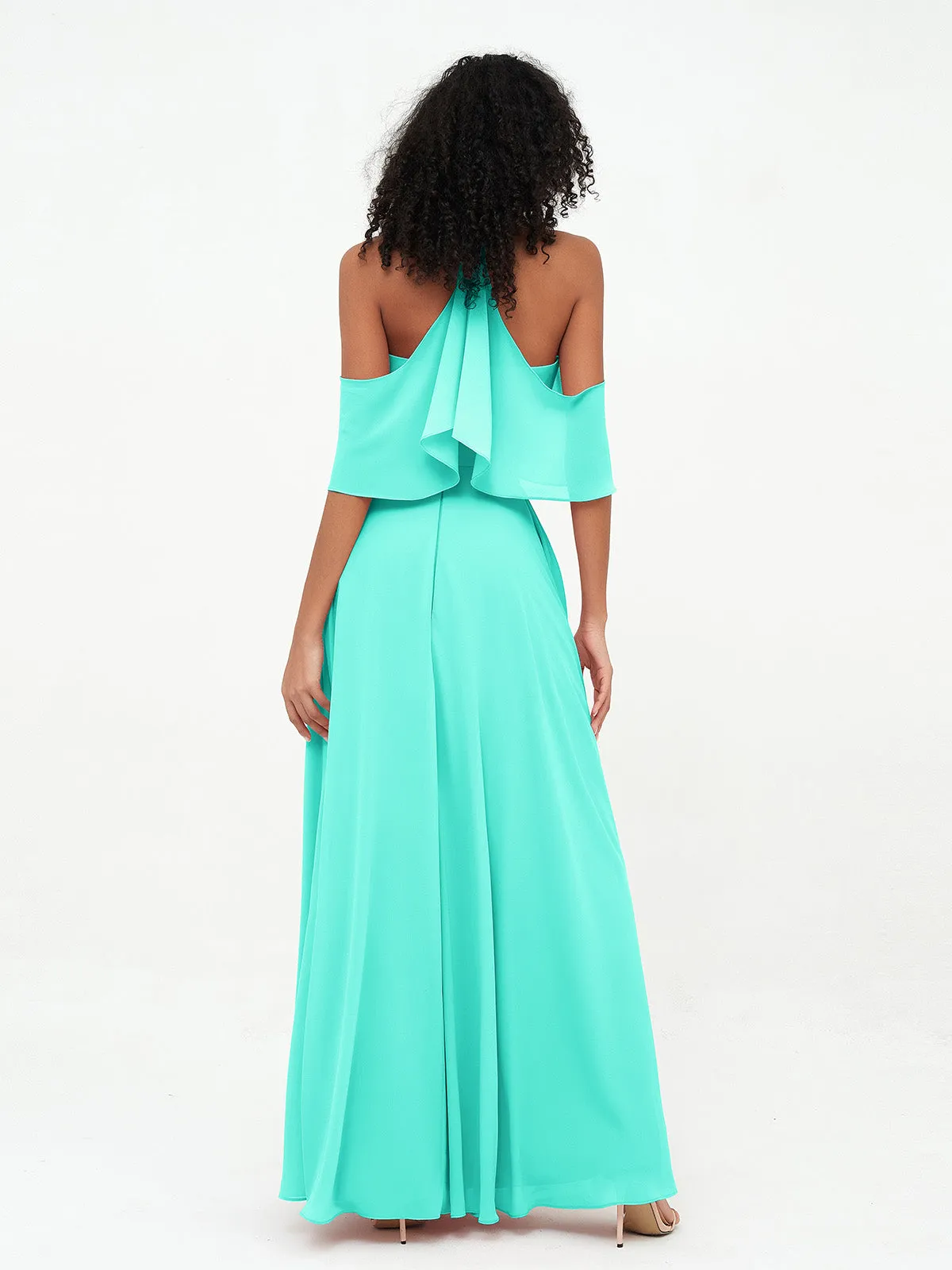 Halter Off the Shoulder Max Dresses with Pockets-Spa