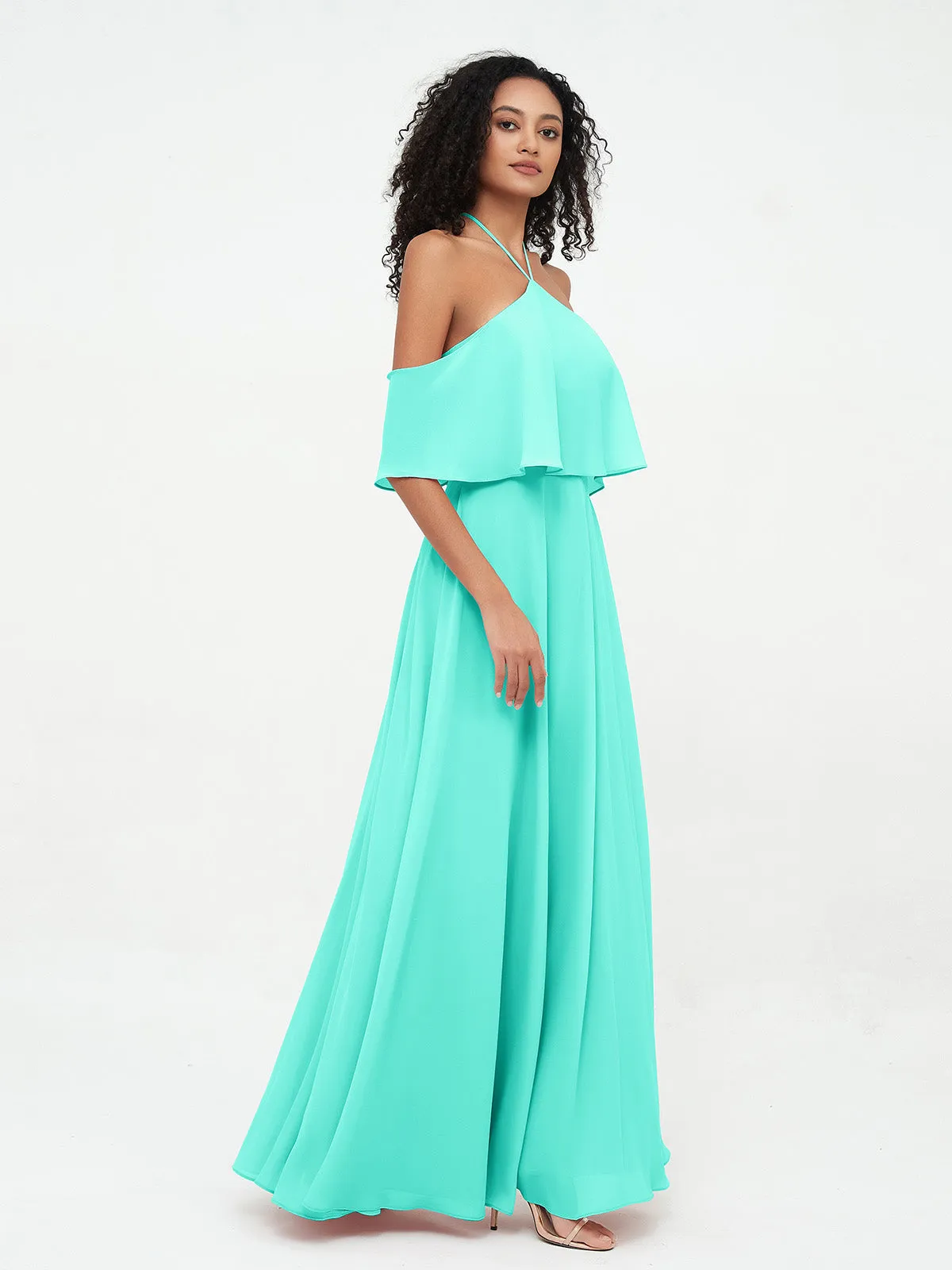 Halter Off the Shoulder Max Dresses with Pockets-Spa