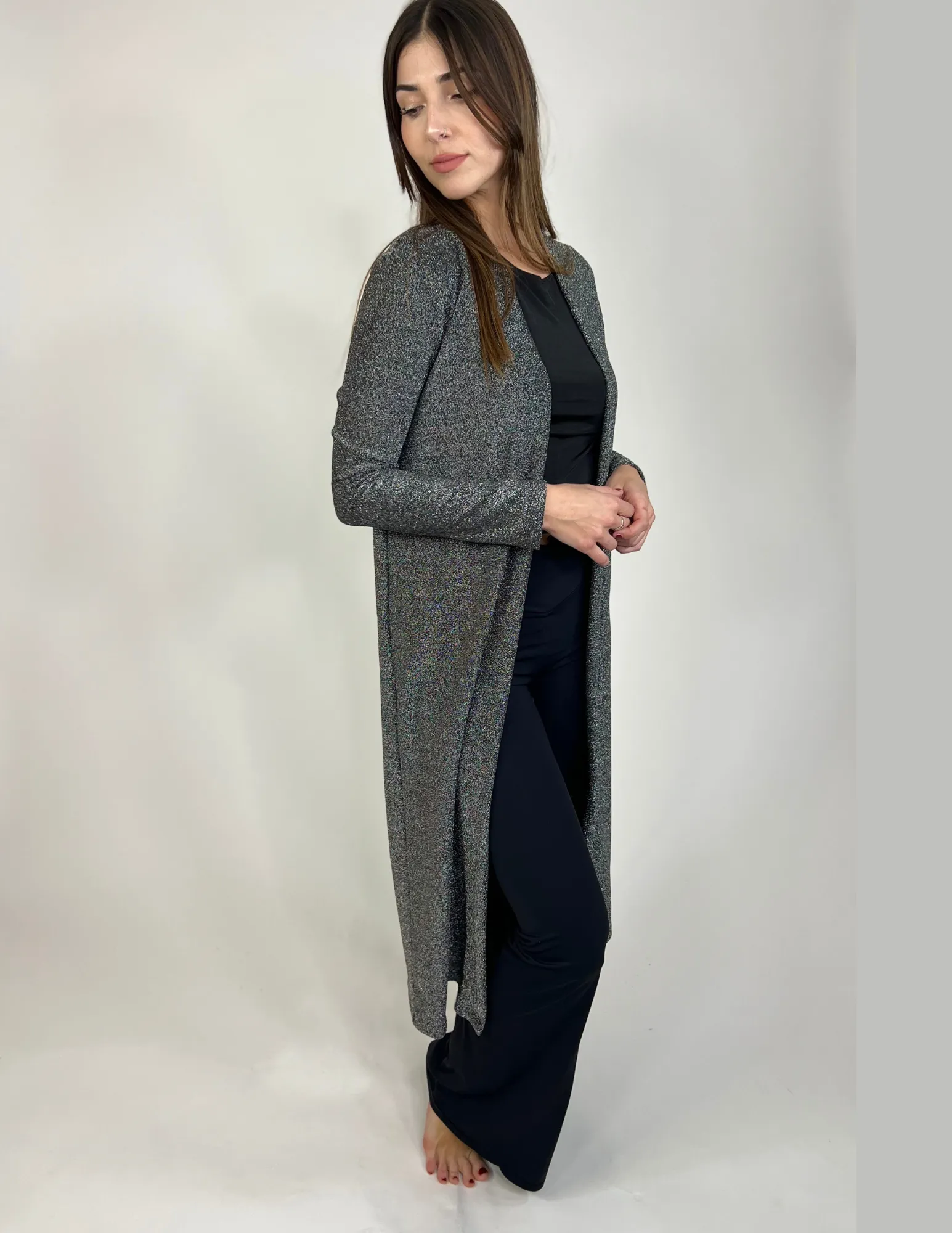 Holiday Maxi Duster -Silver