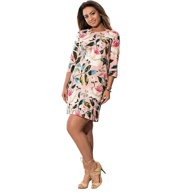 Hot 5XL 6XL Large Size 2017 Summer Dress Big Size Flowers Print Dress Straight Elegant Dresses Plus Size Women Clothing Vestidos