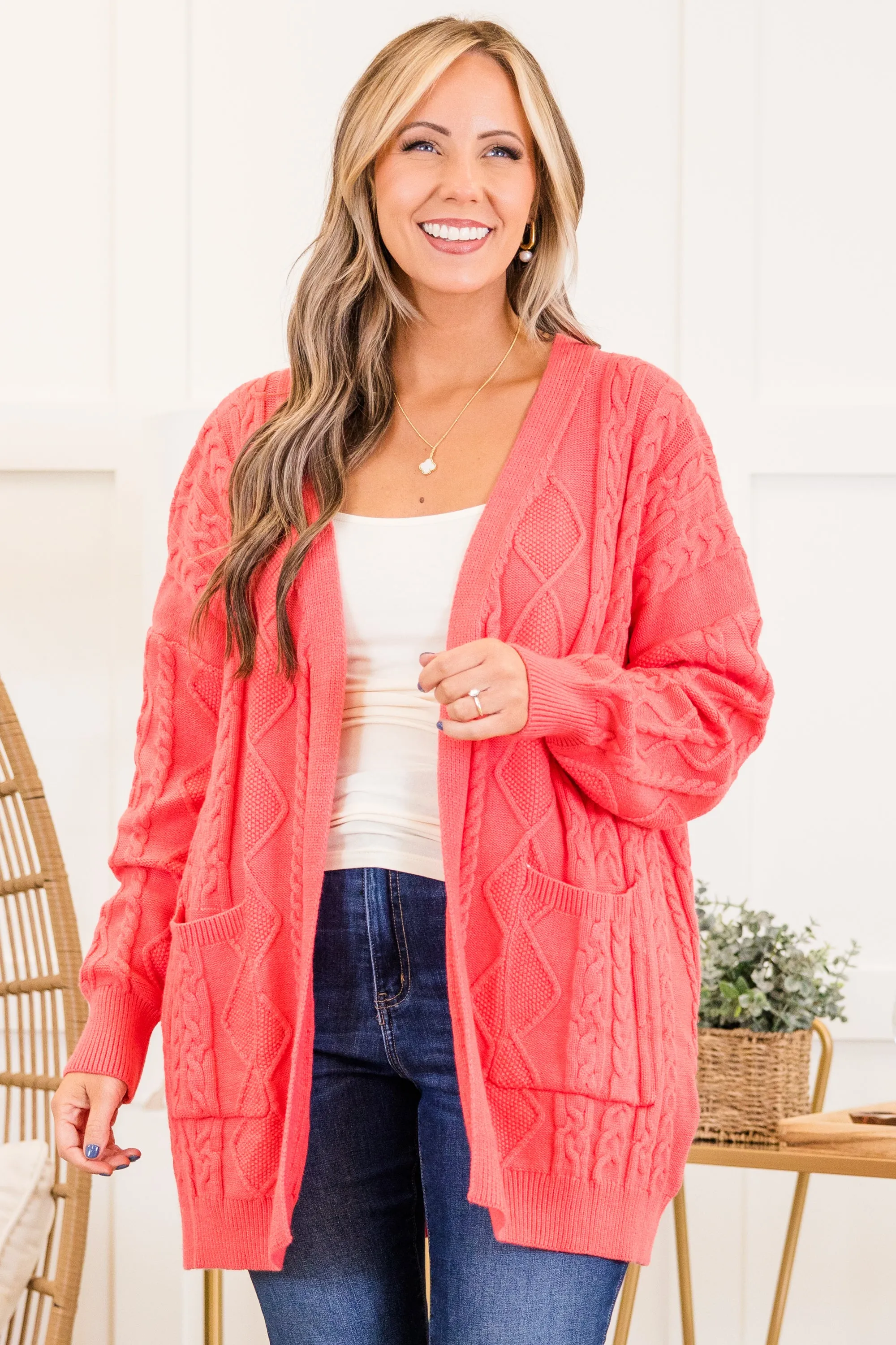 Into The Clouds Cardigan, Coral