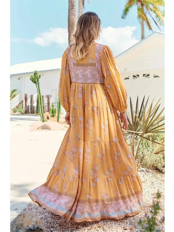 JAASE Mango Paper Crane Print Meadow Maxi Dress - Orange