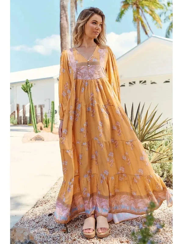 JAASE Mango Paper Crane Print Meadow Maxi Dress - Orange