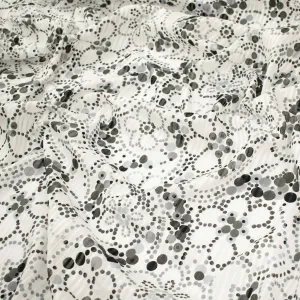 Japanese Cotton Prints Black & White Floral Design-3