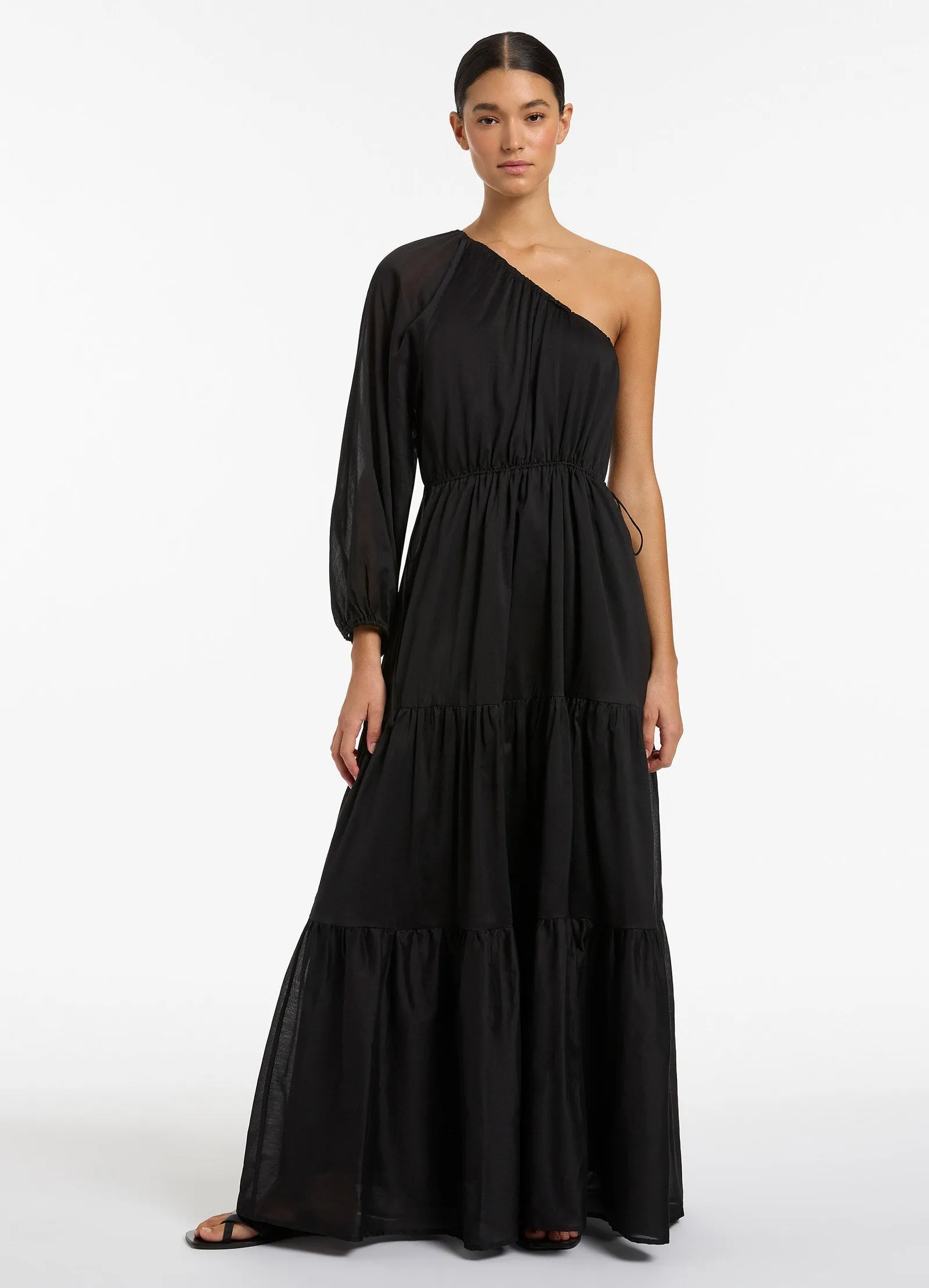 Jetset One Shoulder Maxi Dress  - Black