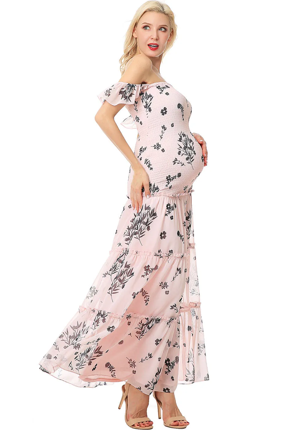 Kimi   Kai Maternity "Charity" Smocked Maxi Dress