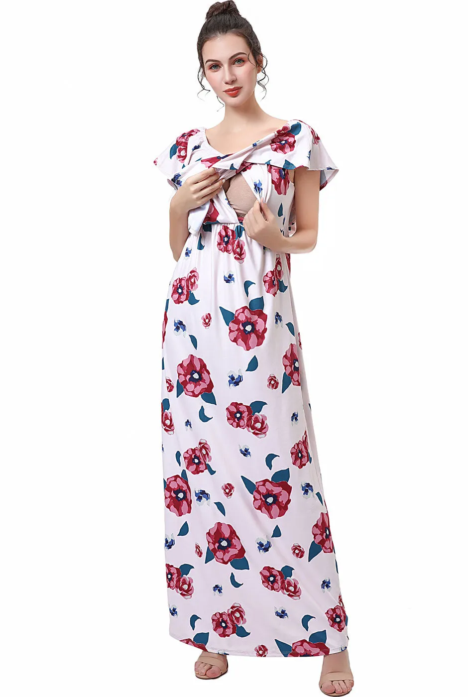 Kimi   Kai Maternity "Lydia" Nursing Floral Print Maxi Dress