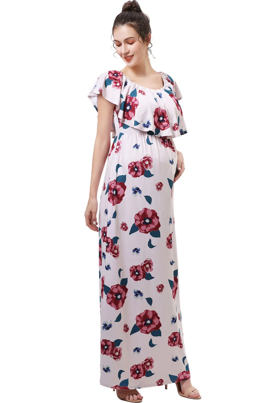 Kimi   Kai Maternity "Lydia" Nursing Floral Print Maxi Dress