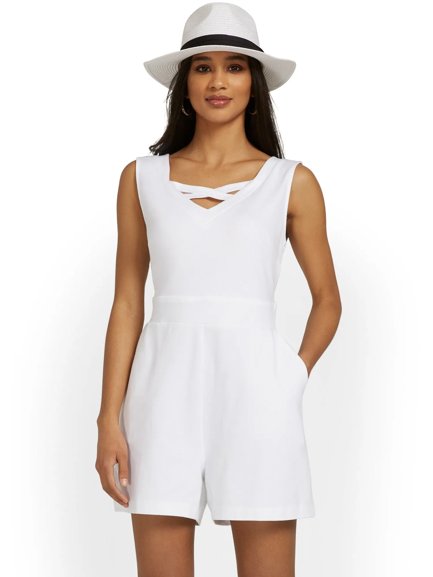 Lattice-Neck Romper - City Knits