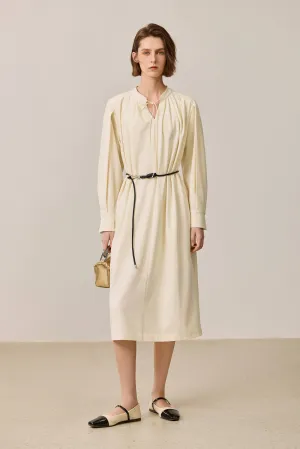 LILY Elegant V-Neck Tie-Neck Long Sleeve Dress