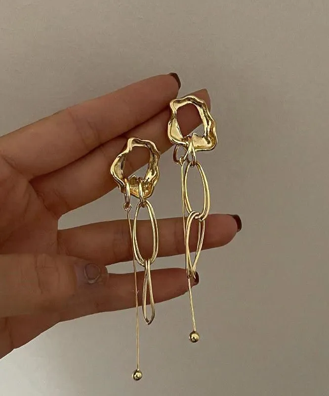 Loose Gold Metal Alloy Tassel Drop Earrings WH057