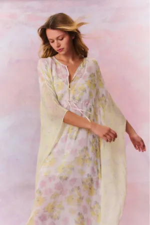 Lupine Chiffon Mixed Print Kaftan