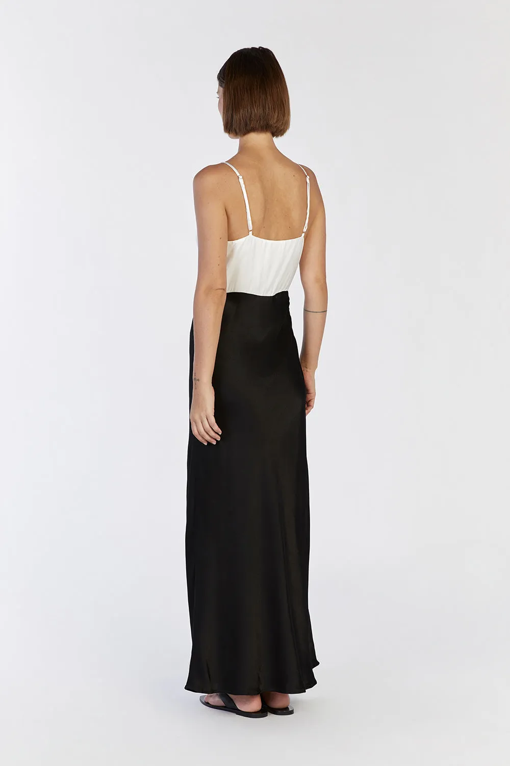 MILLY BLACK SATIN MIDI DRESS