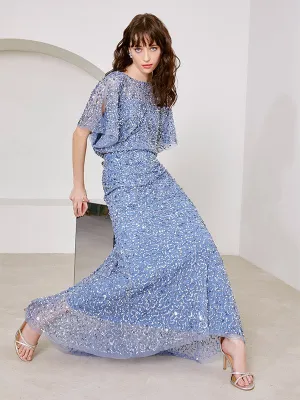 Mimi Sky Blue Hand Beaded Gown