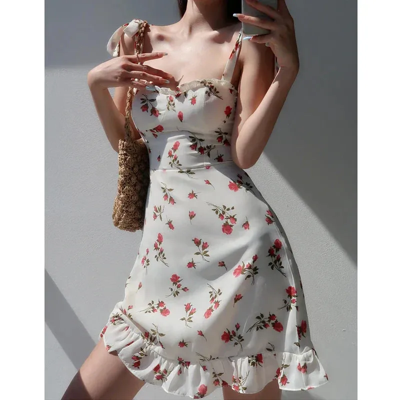 Party New Slim Elegant Sleeveless Summer Temperament Fashion Casual Suspender Floral Fit Dress Dress