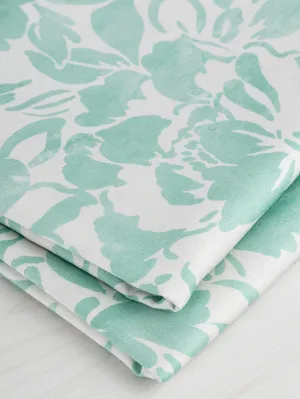 Pastel Floral Print Cotton Lawn - Cream   Mint