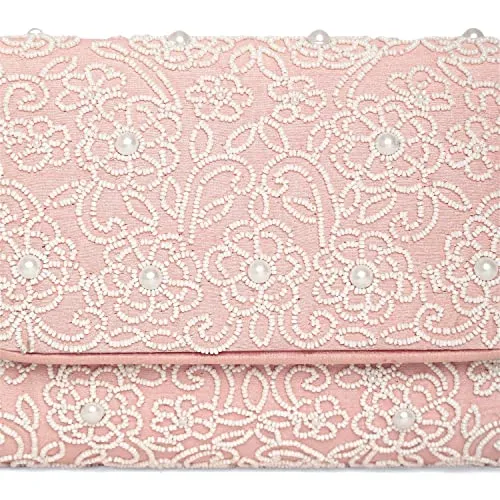 Peora Peach Clutch Purses for Women Handmade Evening Sling Handbag Stylish Bridal Fashion Clutch Bag for Girls