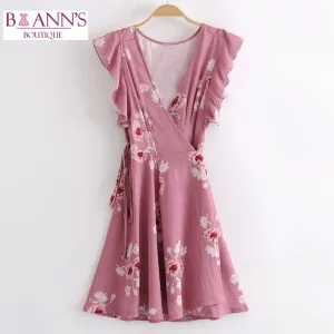 PRETTY IN PINK WRAP DRESS