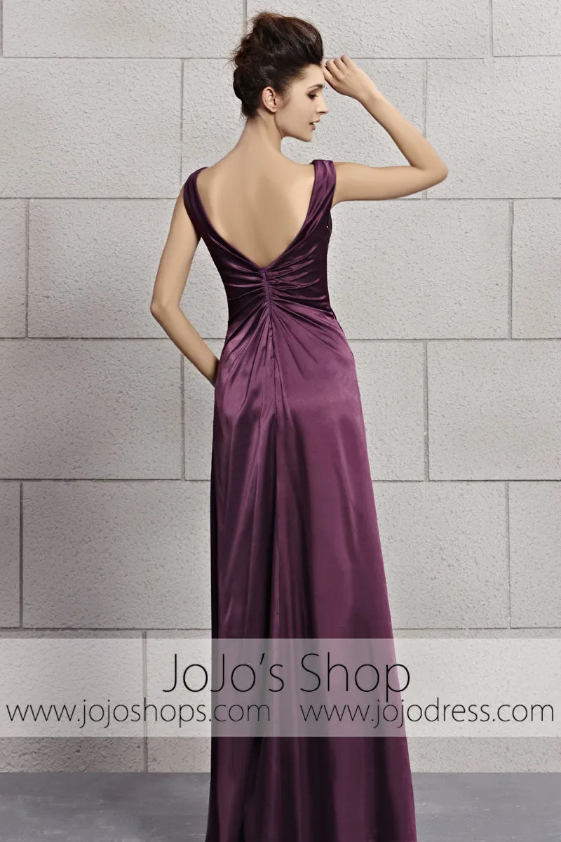 Purple Low Back Silky Sleek Stage Home Coming Evening Cocktail Dress CX830113