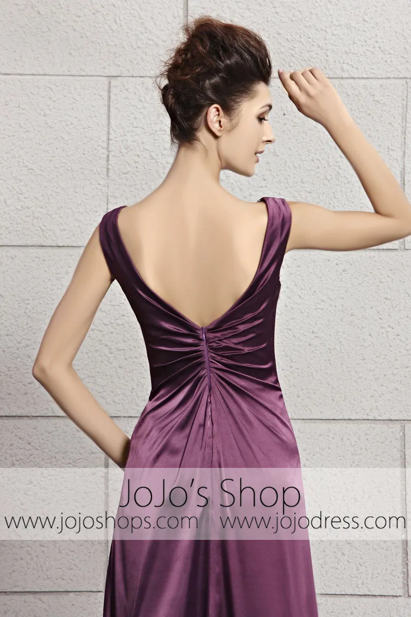 Purple Low Back Silky Sleek Stage Home Coming Evening Cocktail Dress CX830113