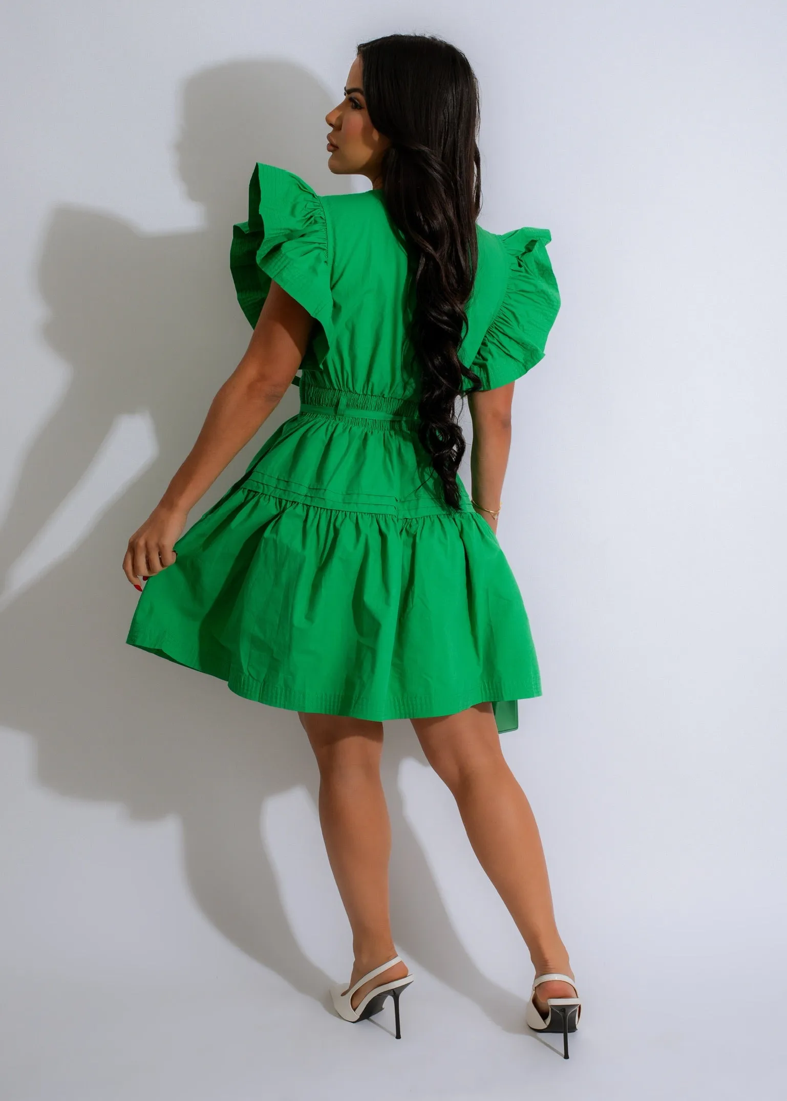 Ruffle Mini Dress Green