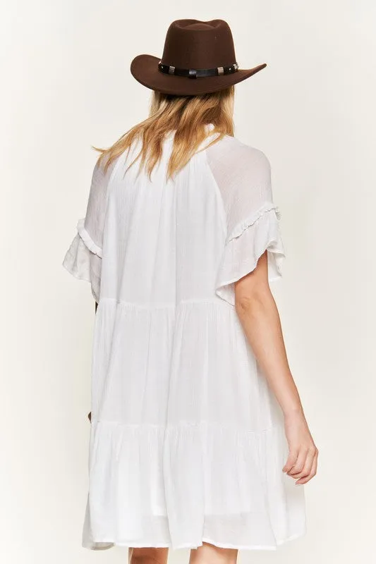 Ruffled neck tiered mini dress - PLUS Size - Online exclusive