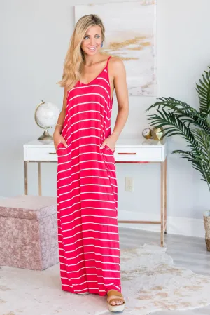 Show You Off Ruby Red Striped Maxi Dress