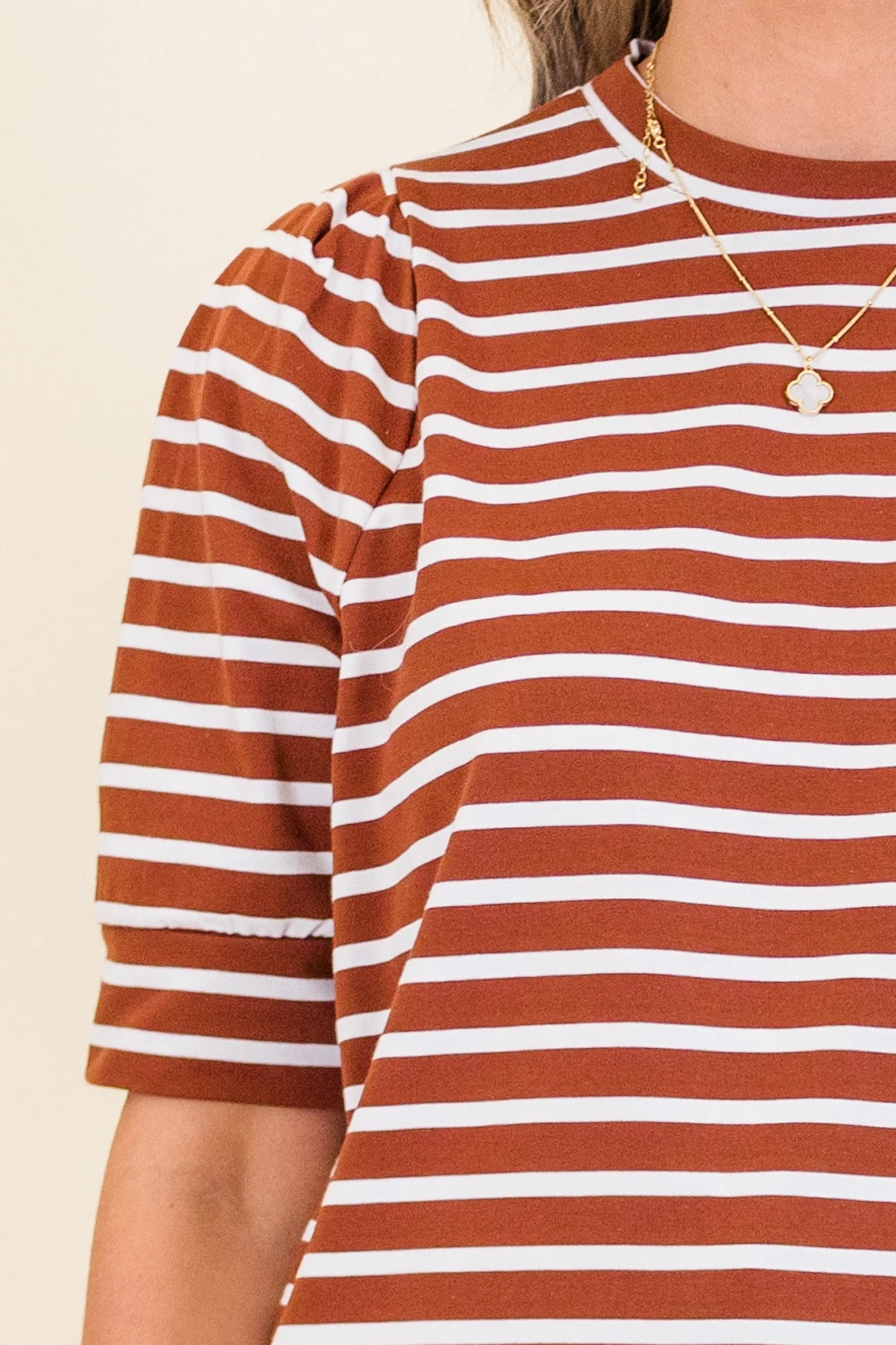 Signature Stripes Top, Burgundy-White