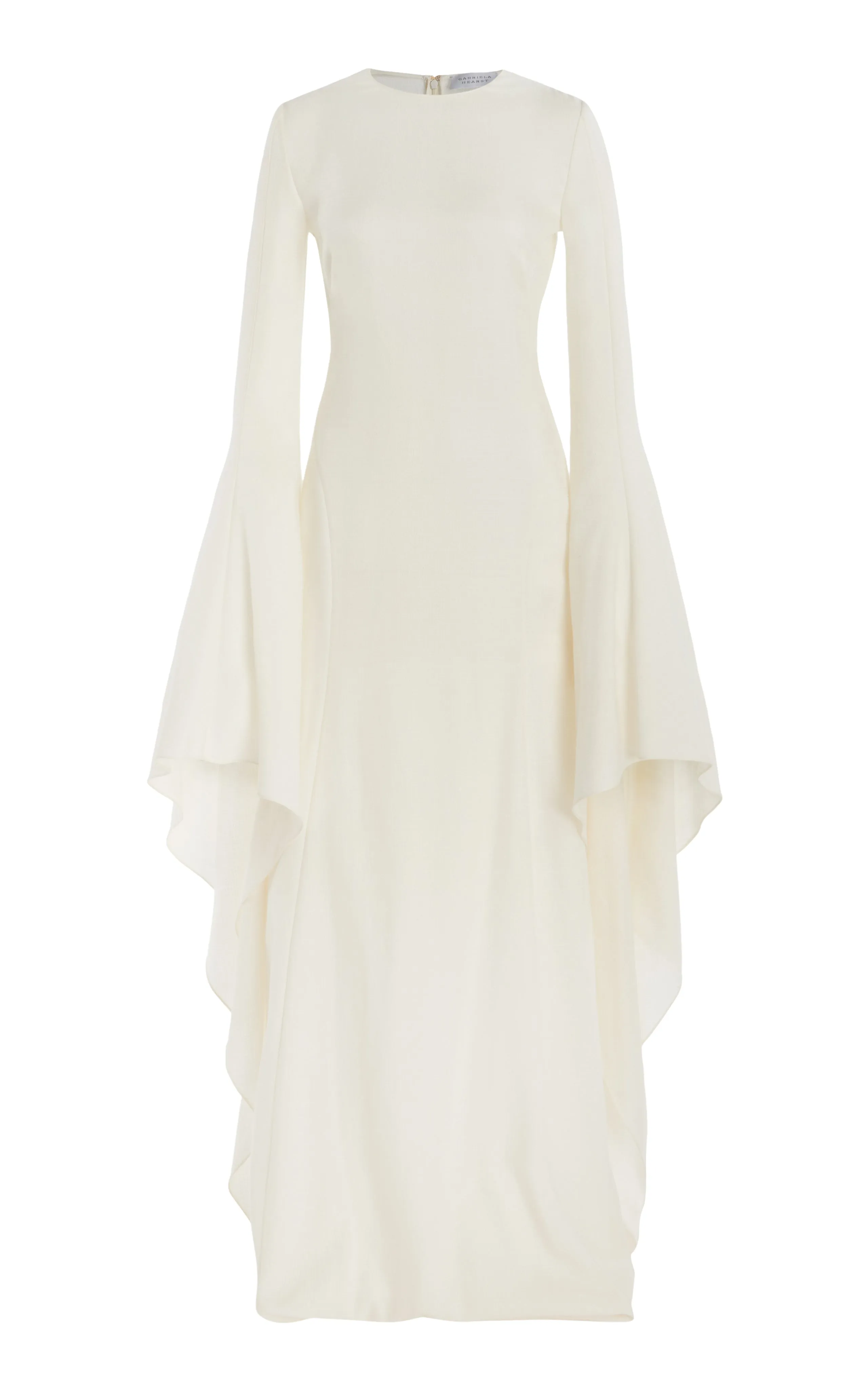 Sigrud Draped Maxi Dress in Ivory Wool Silk Gauze