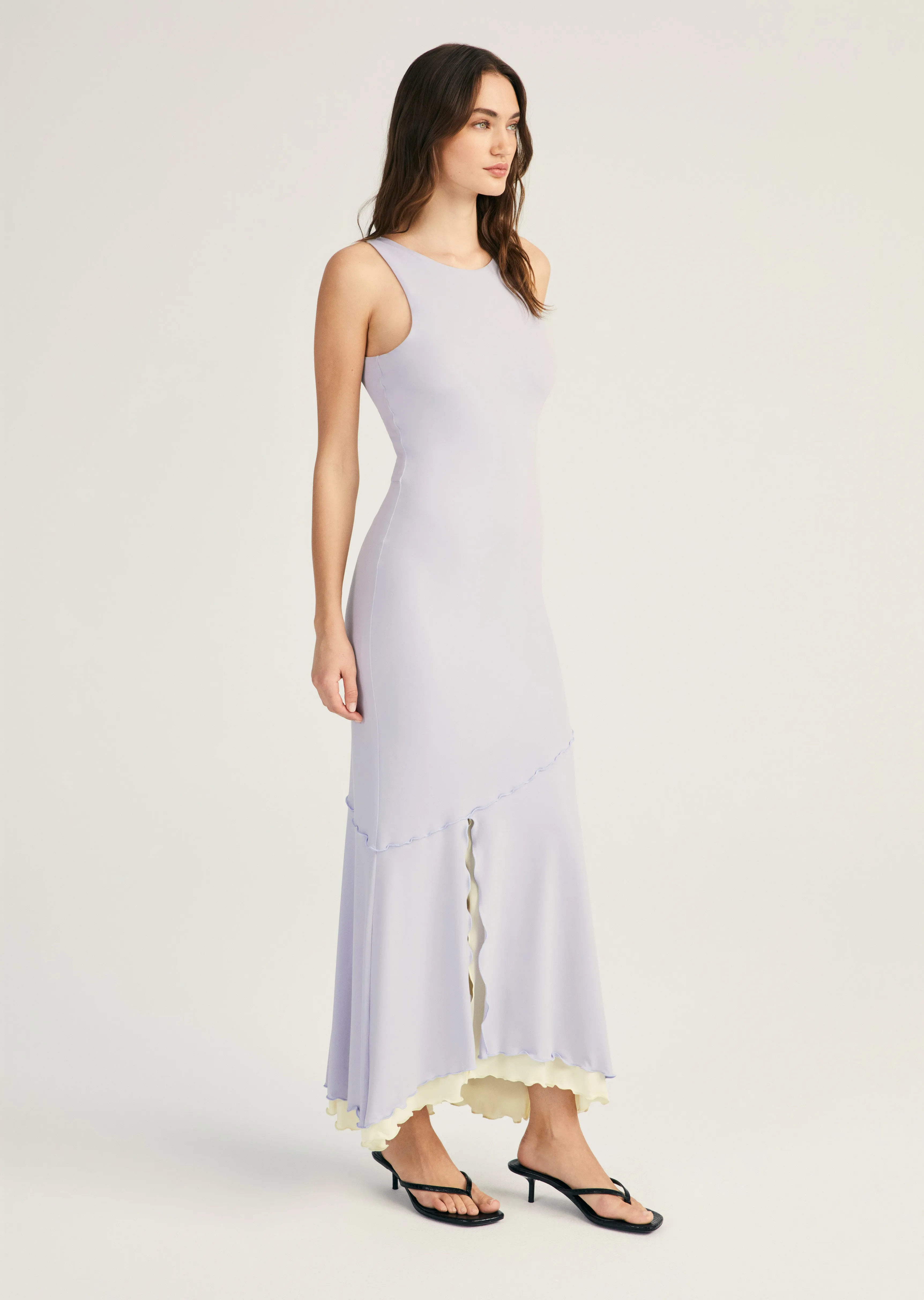 Stephanie Slit Hem Sleeveless Dress - Periwinkle