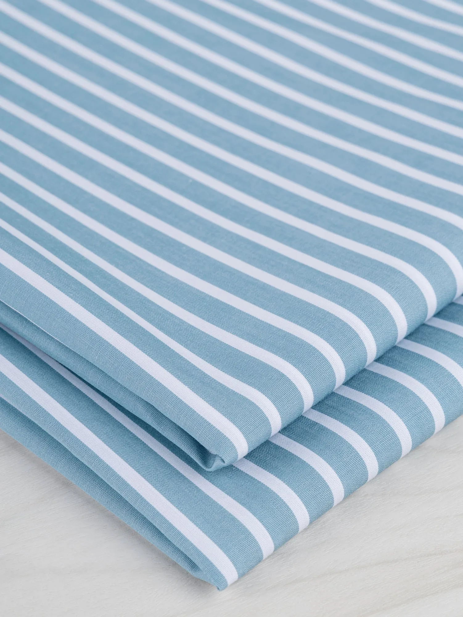 Stripe Cotton Poplin Shirting - Teal   White - Swatch